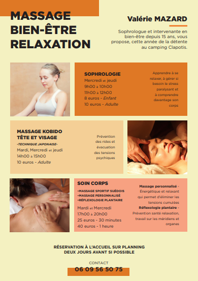 Soins massages et bien-être par Valérie Mazard au camping Détente et Clapotis, Lac de Paladru Isère