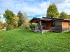 Libella chalet with wooden terrace, family accommodation at Détente et Clapotis campsite, Lake Paladru