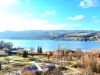 Panoramic view of the family campsite Détente et Clapotis from the heights of Lake Paladru, Isère